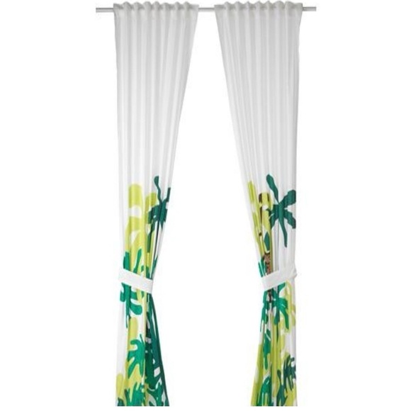Ikea Djungelskog Curtains 1 Pair(2 Panel) Monkey Green  Size 47x 98" - Picture 2 of 3